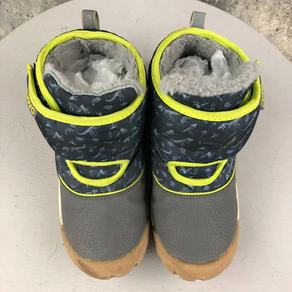 Uovo Kid's Size 33 Grey Lined Interior Hook & Loop Easy On Winter Ankle Boots